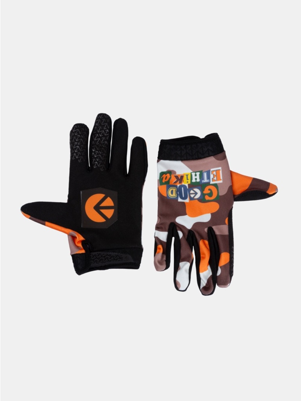 ethika Black Orange Camo Men's Moto Gloves